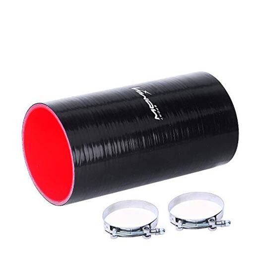 8inch Length Silicone 4-Ply Long Straight Coupler Silicone Hose Black and Red