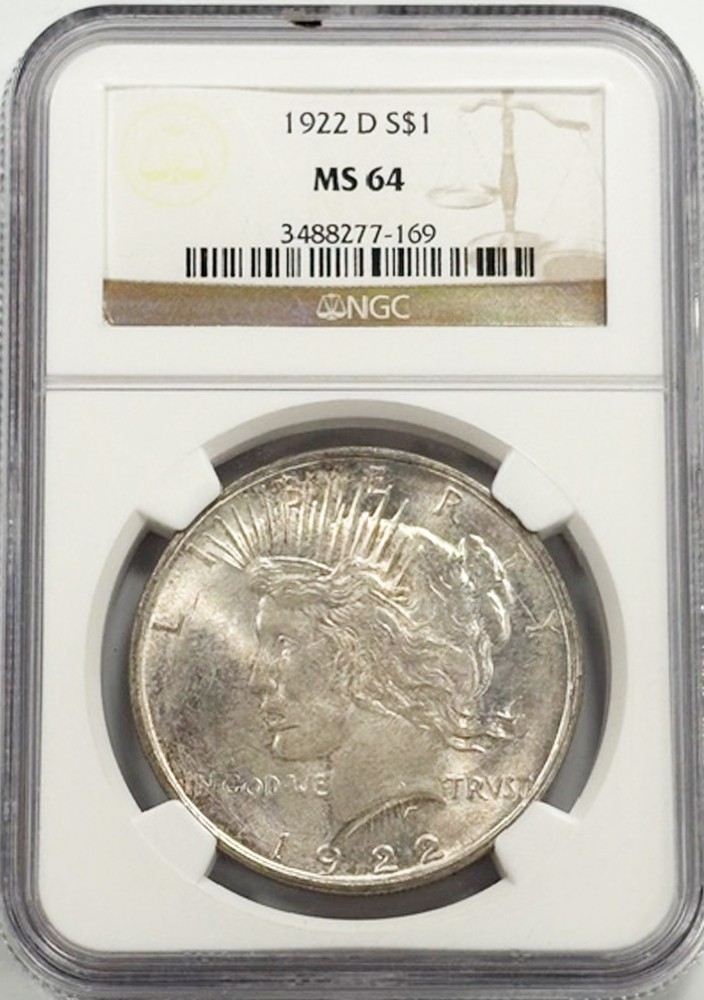 1922 D S$1 NGC MS64