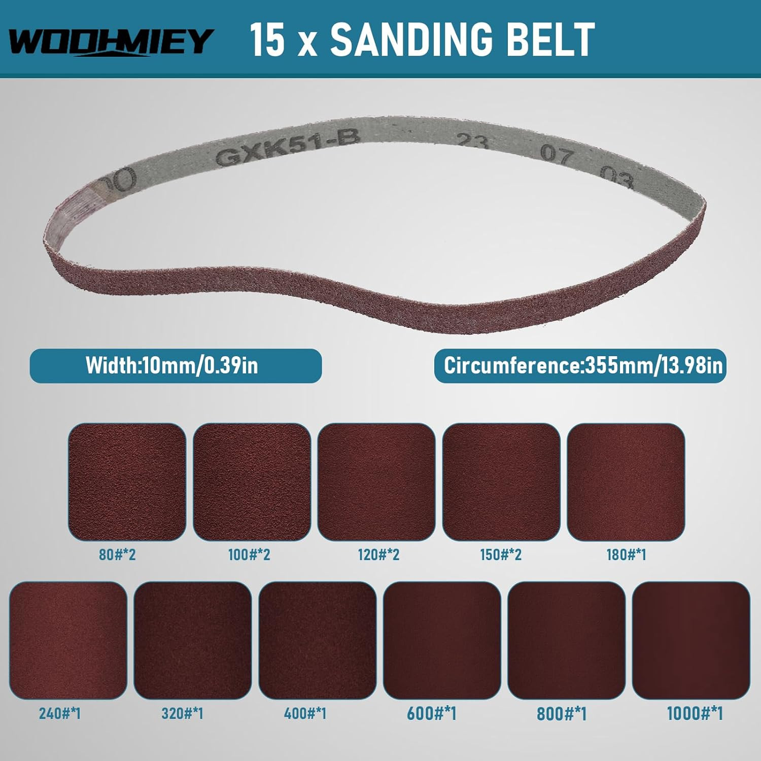 Cordless Belt Sander, 16.8V Lithium Battery, 7000RPM, 15 Sanding Belts(80-1000 G
