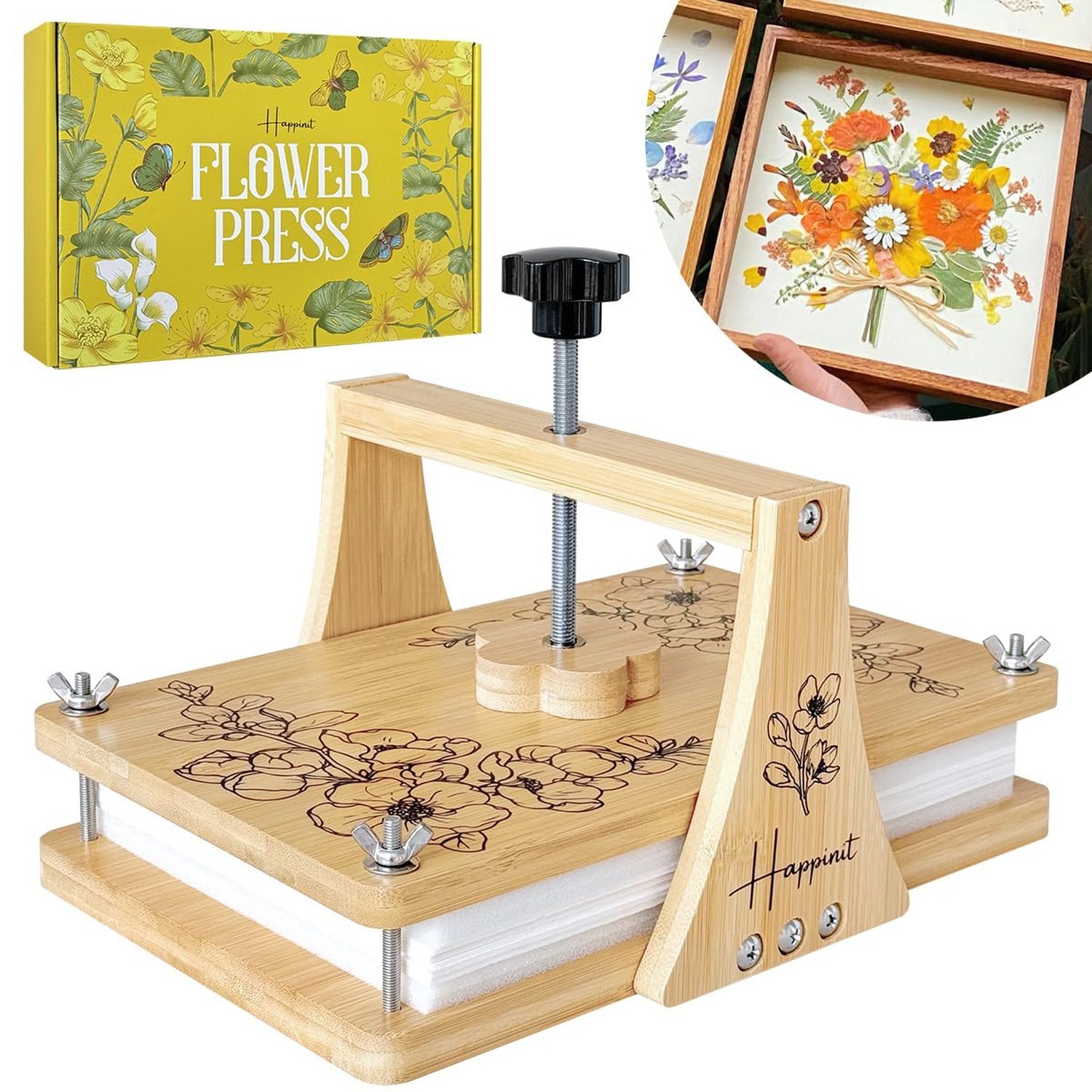 Happinit Large Flower Press Kit - 6 Layers 11" x7" Even Pressure for DIY Arts...
