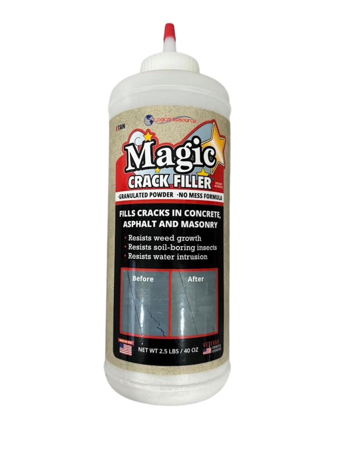 Magic Crack Filler 1.4Lb/2LB Concrete Tan Filling in Concrete Cracks on Driveway