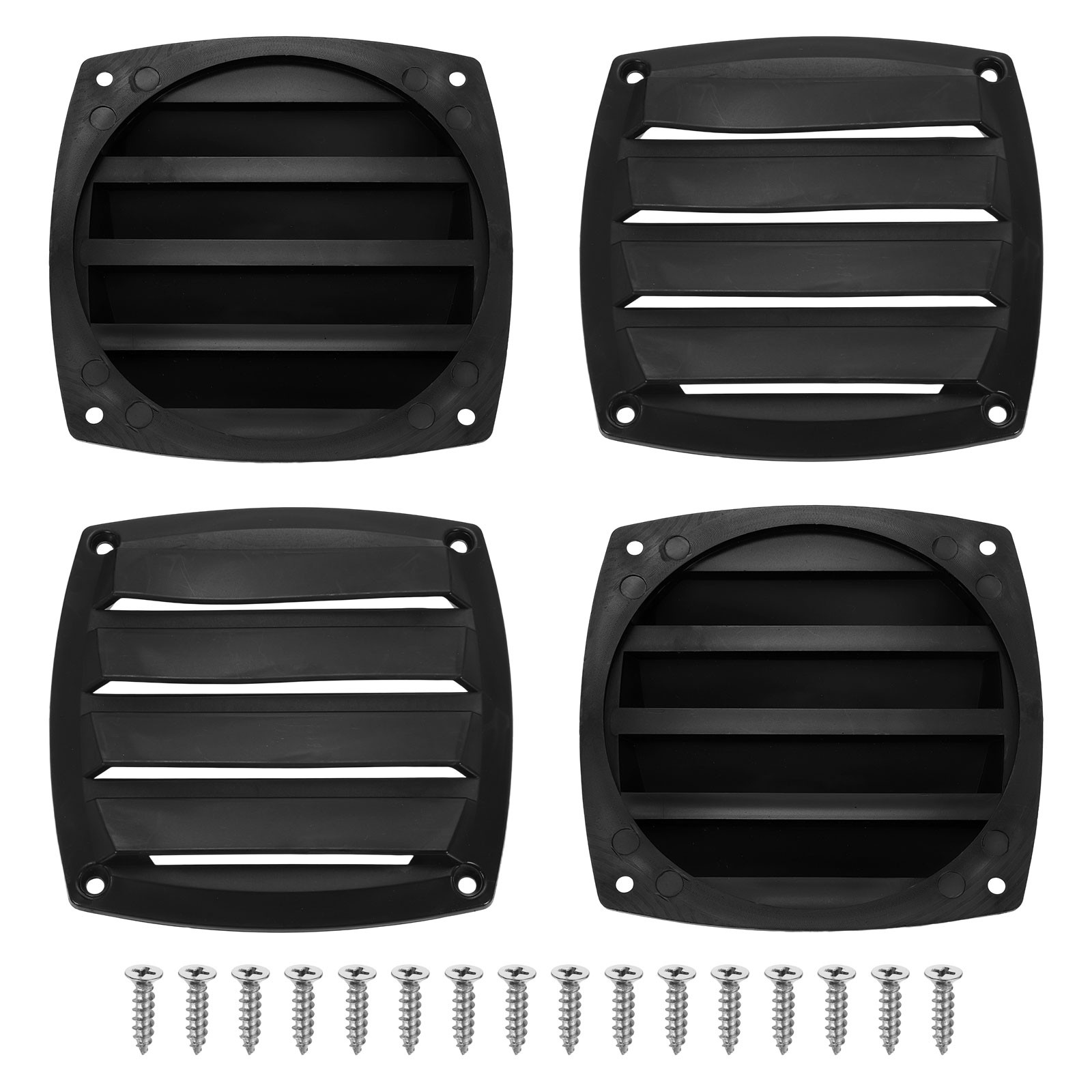 4 Pcs Boat Vent Cover,5.31x5.31 Inches Plastic Louvered Vents, Black