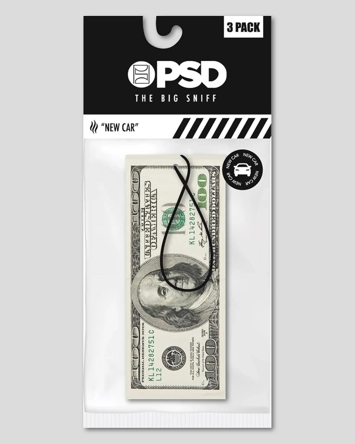 PSD 100 Dollar Bill 3 Pack Air Freshener Green