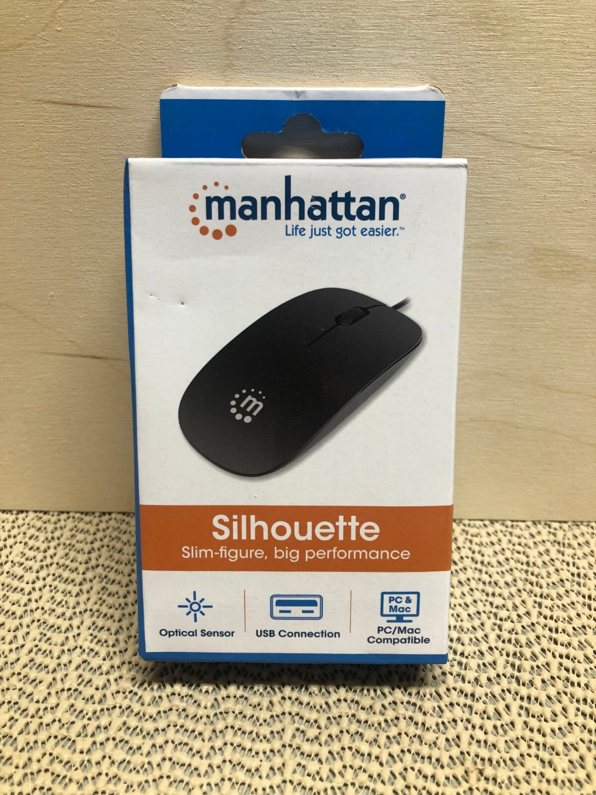 Manhattan Silhouette Optical USB Mouse Black New 177658 PC MAC Compatible