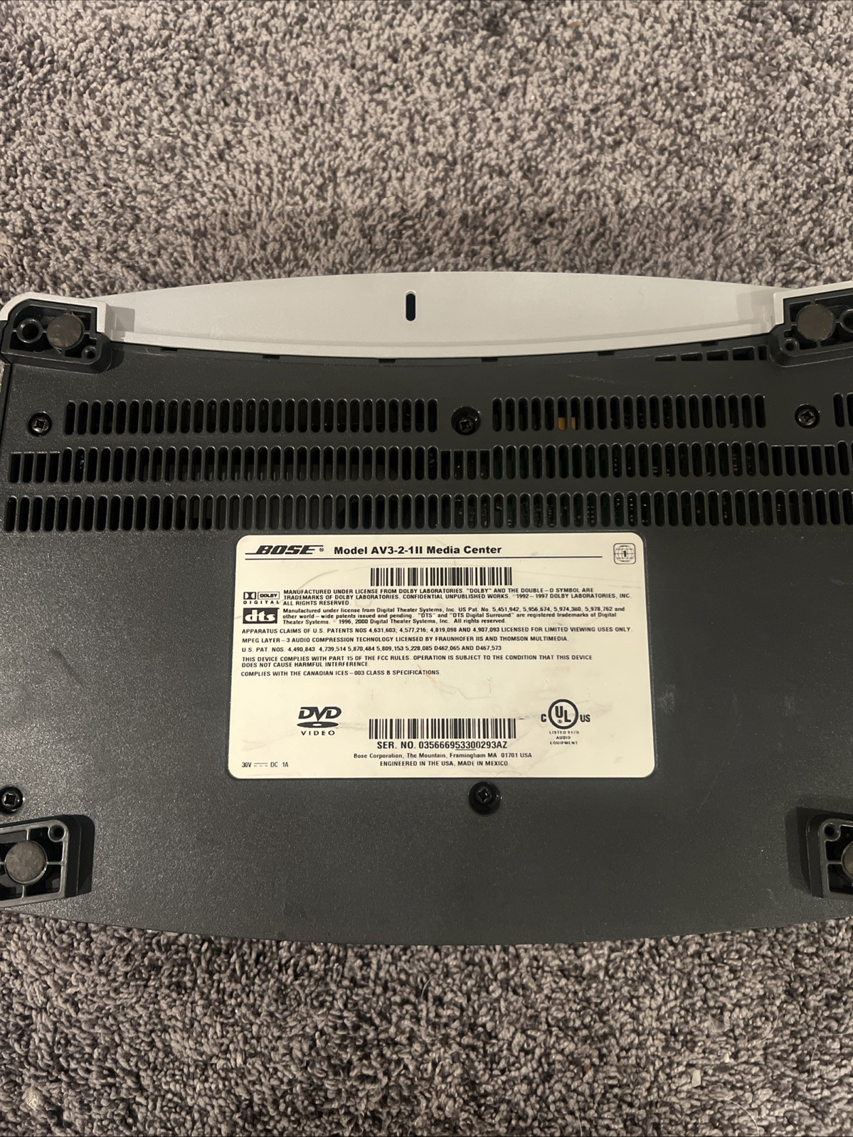 Bose Model AV 3 2 1 Media Center Console only Series 1 & REMOTE CABLES
