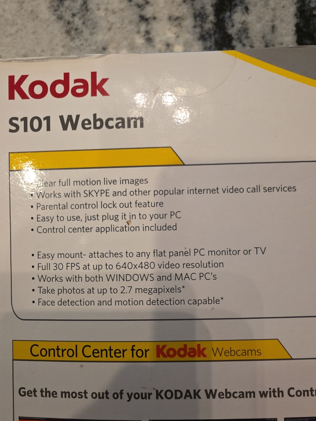 Kodak S101 USB Webcam with Microphone New Open Box Damaged Packaging Retro PC
