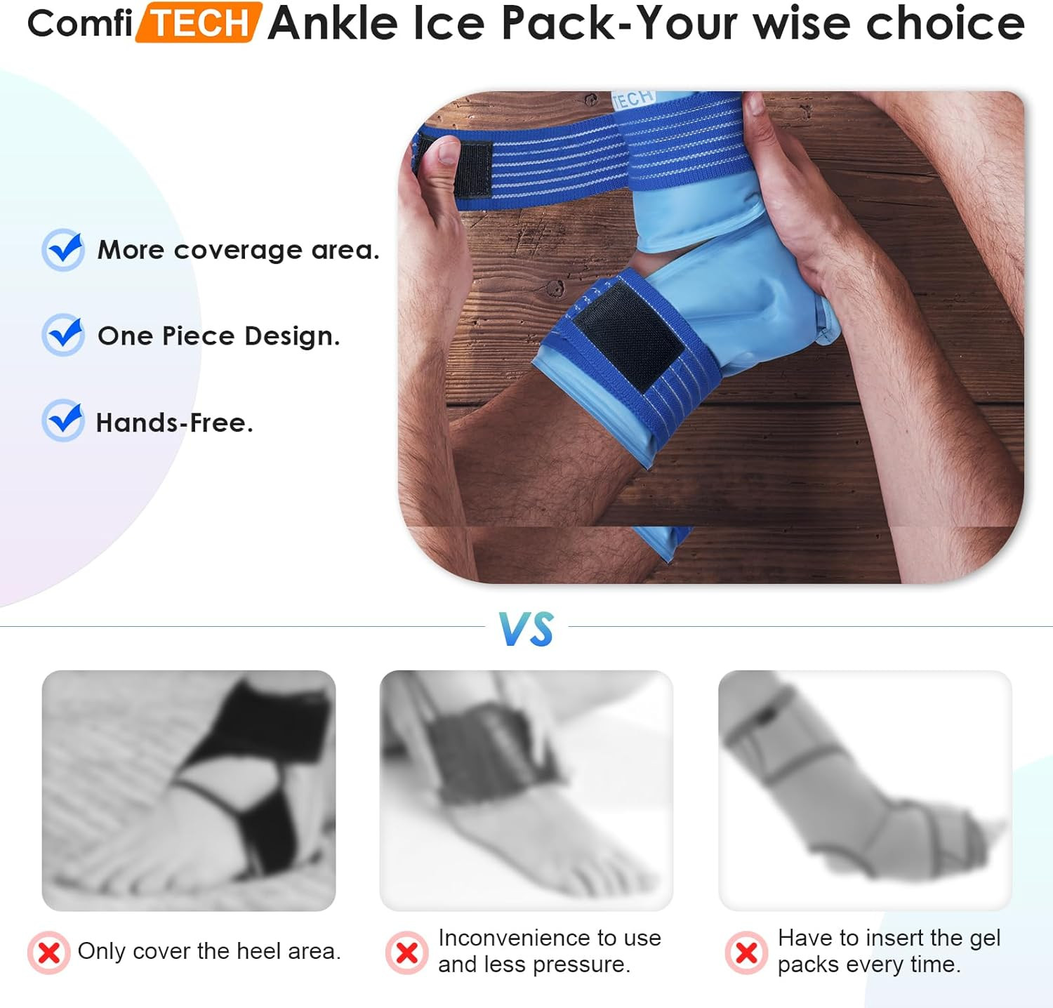 Ankle Ice Pack Wrap Reusable Heel Cold Sleeve