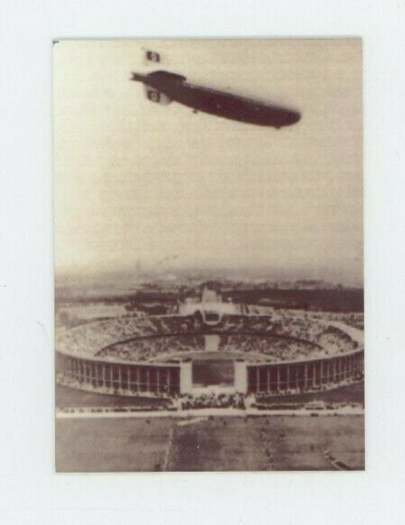 Hindenburg Zeppelin Airship over Olympic Stadium  - METAL Trading Card