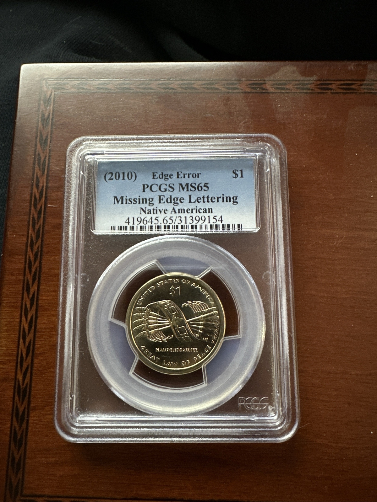 2010 NATIVE AMERICAN DOLLAR MISSING EDGE LETTERING-PCGS MS65
