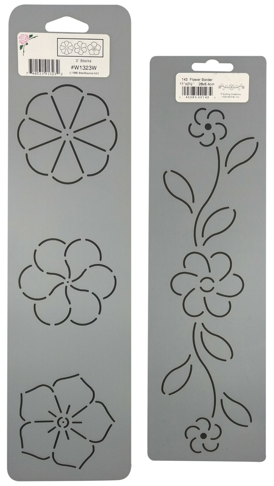 2 Quilting Stencils Floral Quilt Pattern Flower Border & Block Quilters Template