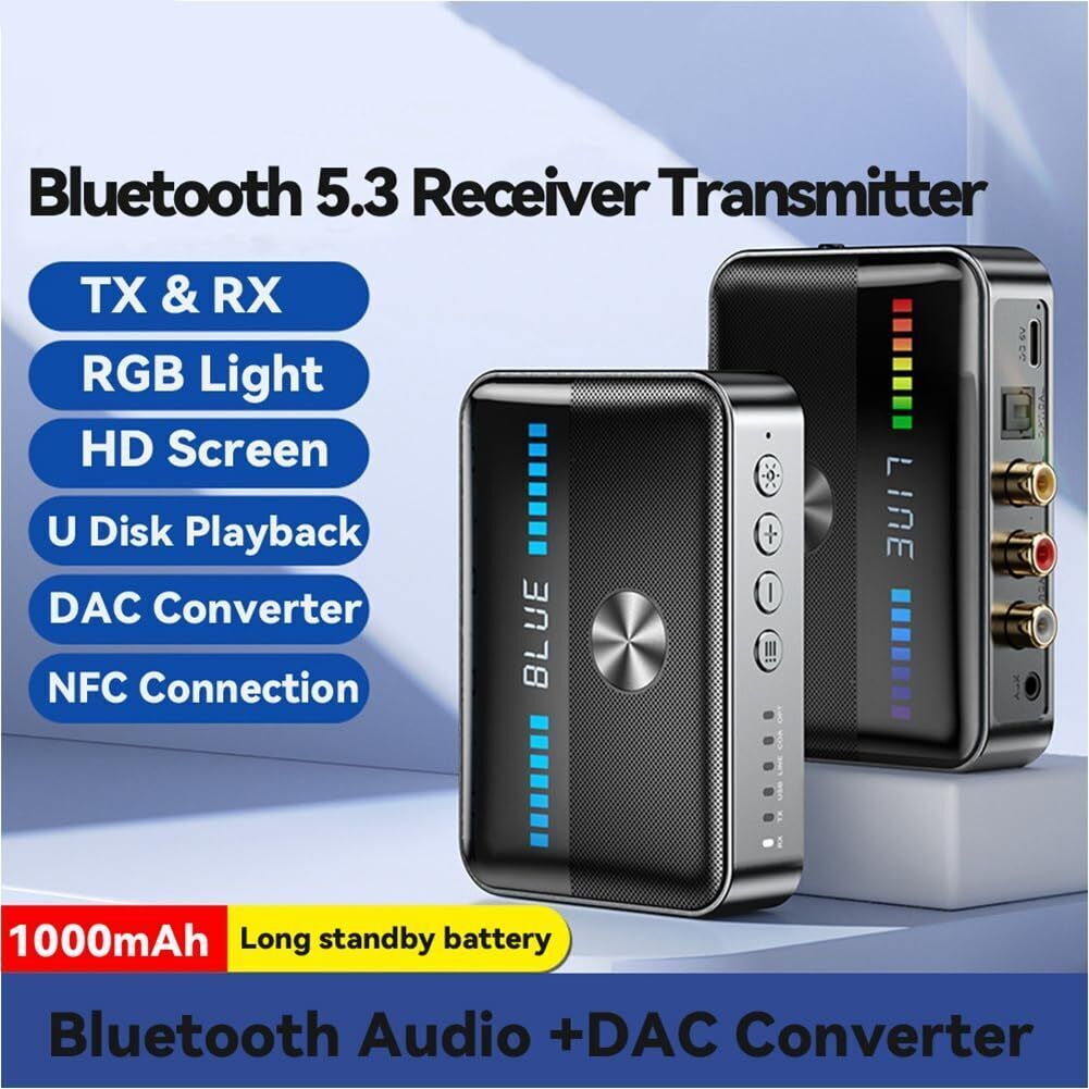 Bluetooth 5.3 Transmitter Receiver 3.5mm AUX RCA TV Home Stereo Audio Adapter US