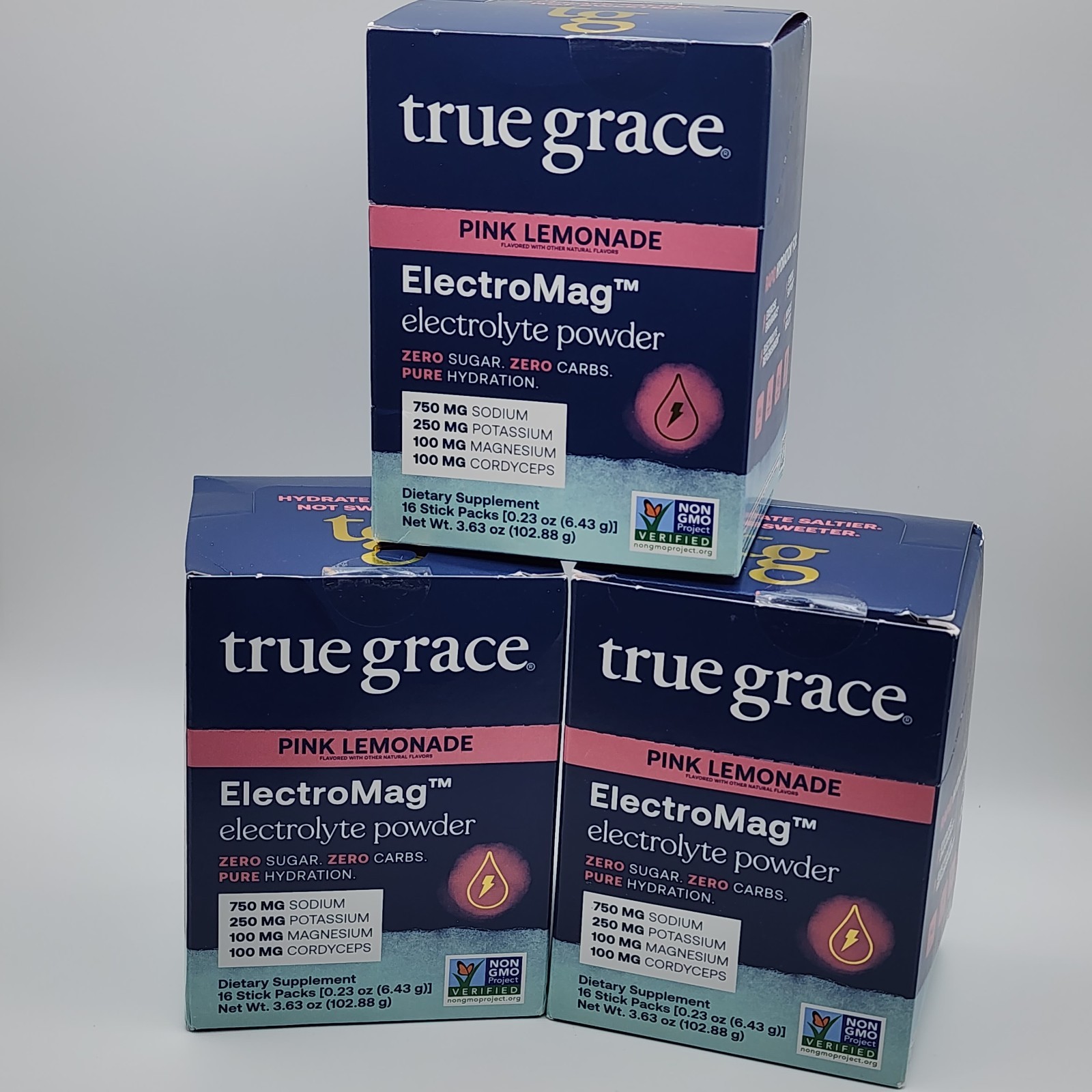 True Grace ElectroMag - 16 Stick Packs, Pack of 3 - Pink Lemonade