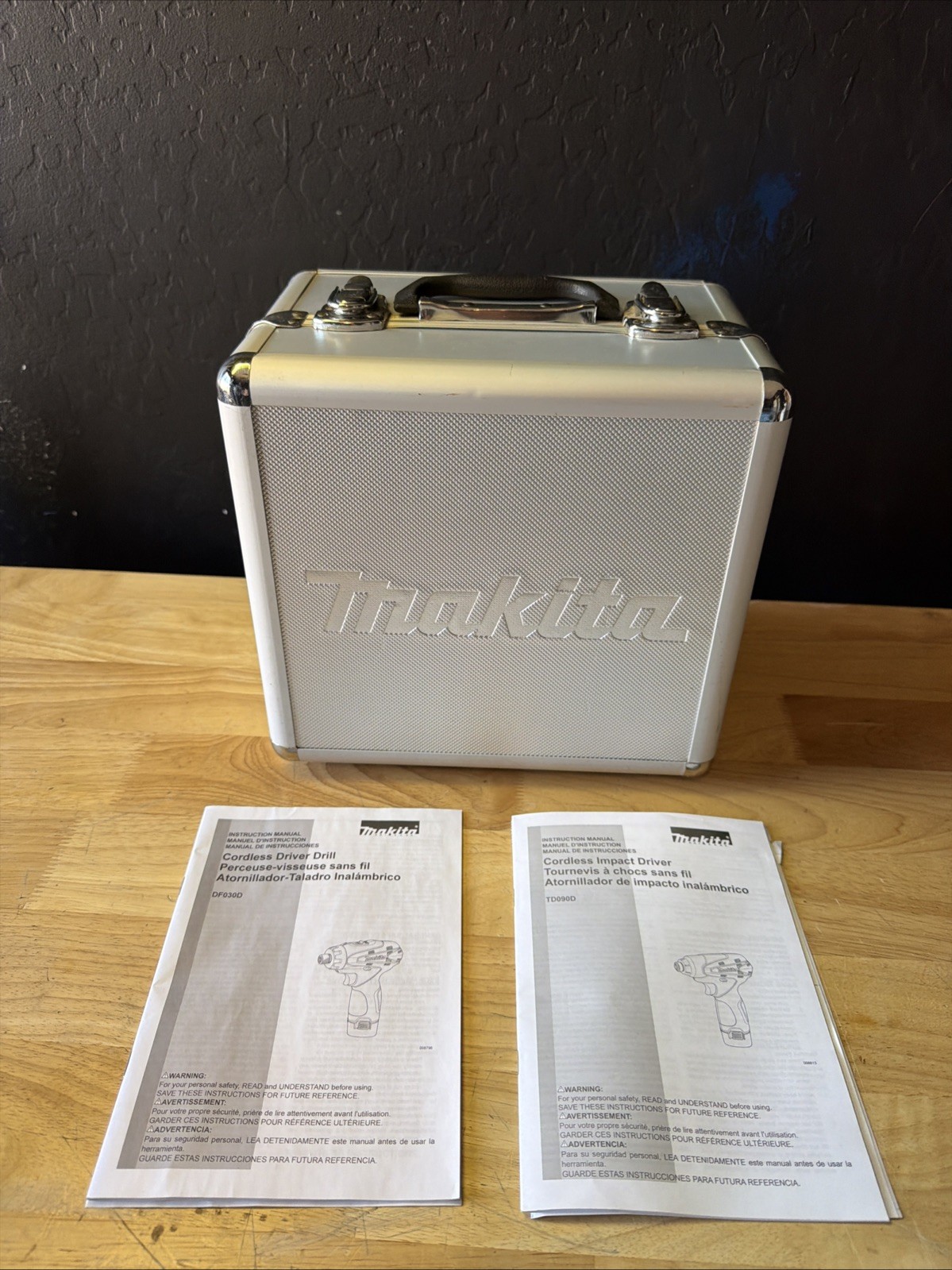 Makita Aluminum Hard Toolbox Storage Case 10x10.5x7.5” Silver Black Handle