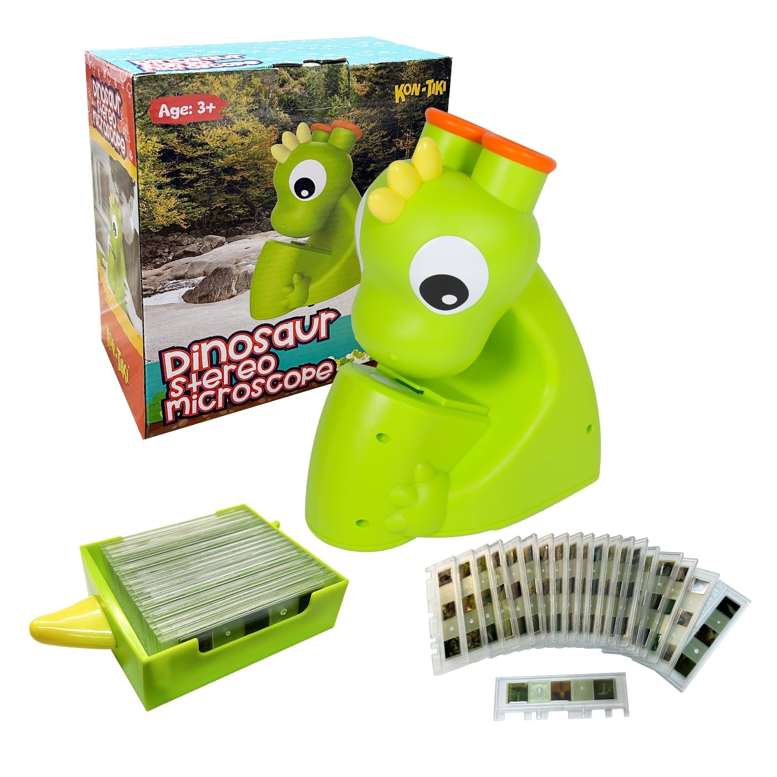 Kids Dinosaur Microscope Viewer, Image Viewer with Stereo Goggles, 20 Micro Film