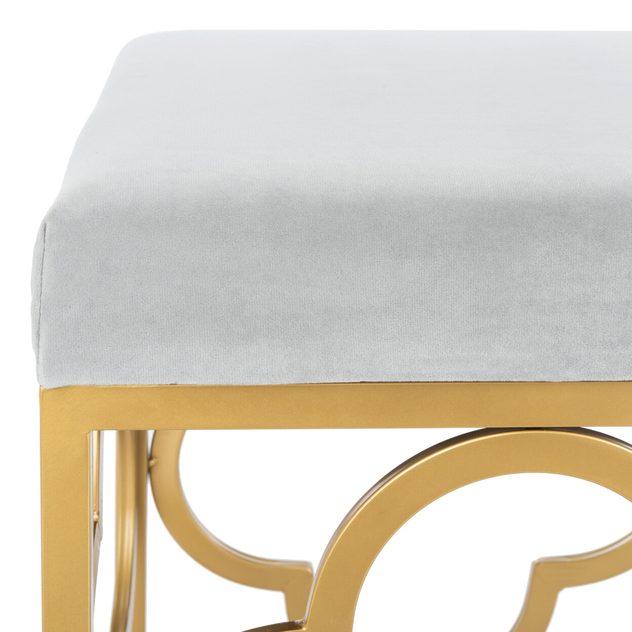 SAFAVIEH Fleur Rectangle Bench | Grey / Gold |