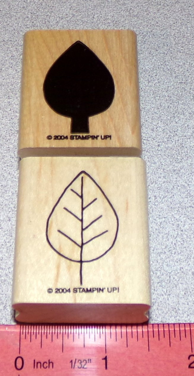 Leaf Rubber Stamp 2 Step Stampin Shadow & Outline Stampin Up Shapes & Shadows