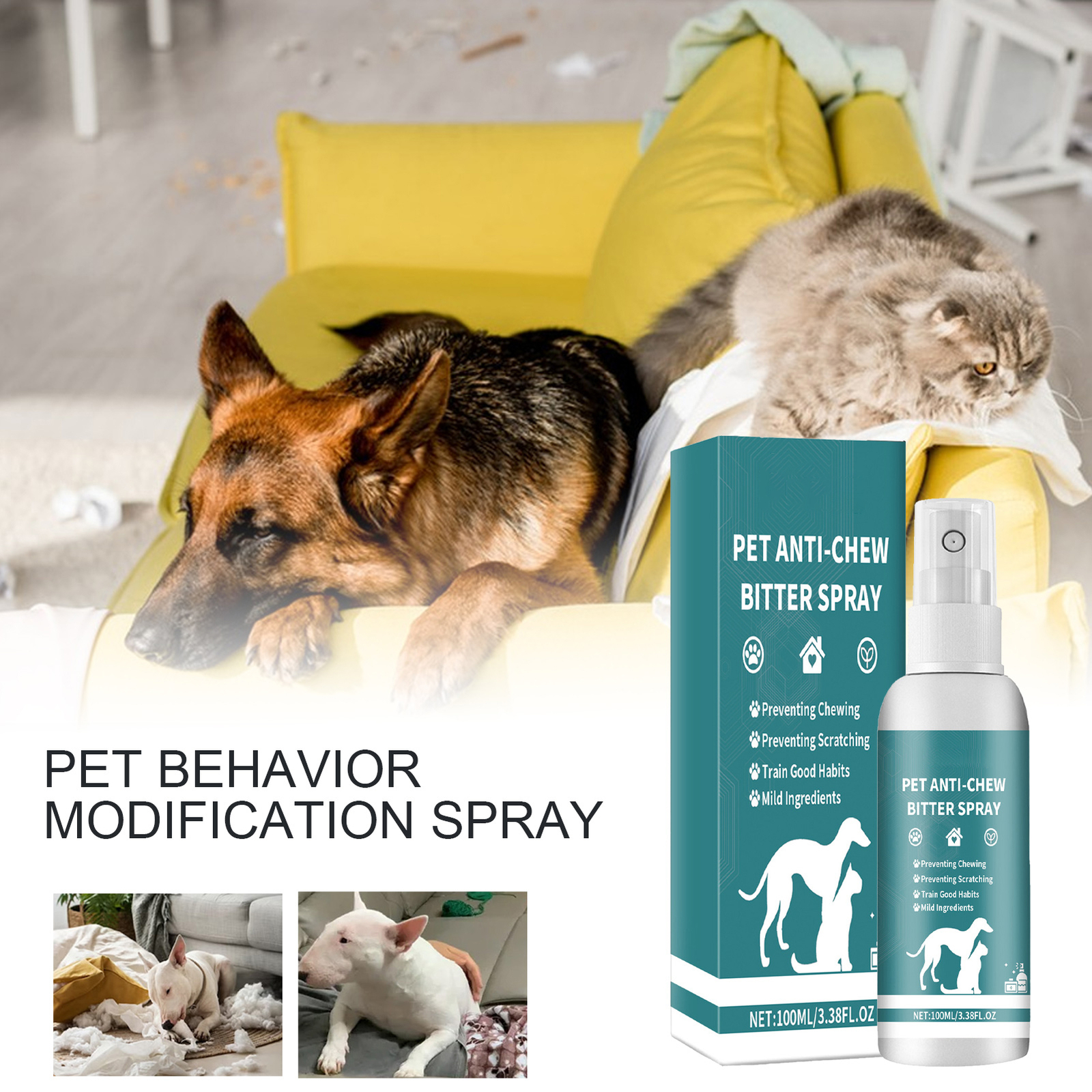 for Pet Stop Chewing Behavior Corrector Training Aid for Dog & Cat Bitter Spray