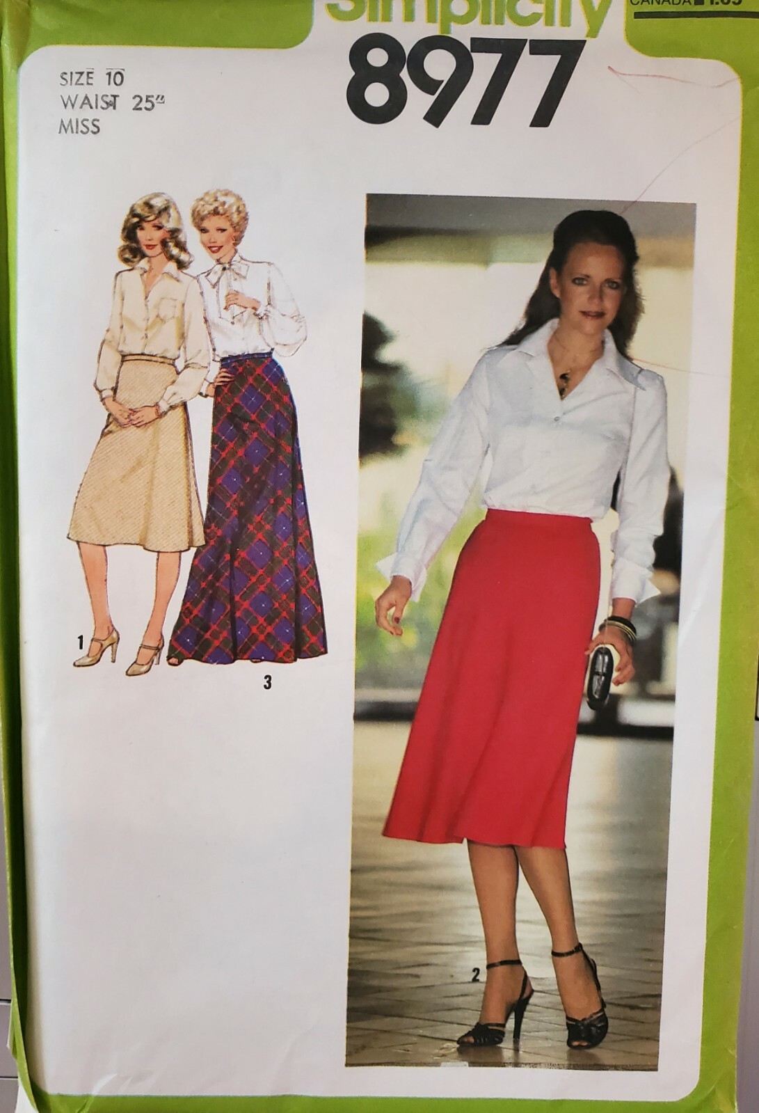 Vtg Simplicity pattern 8977 Misses' Bias Skirt in 3 lengths sz 10 waist 25 uncut