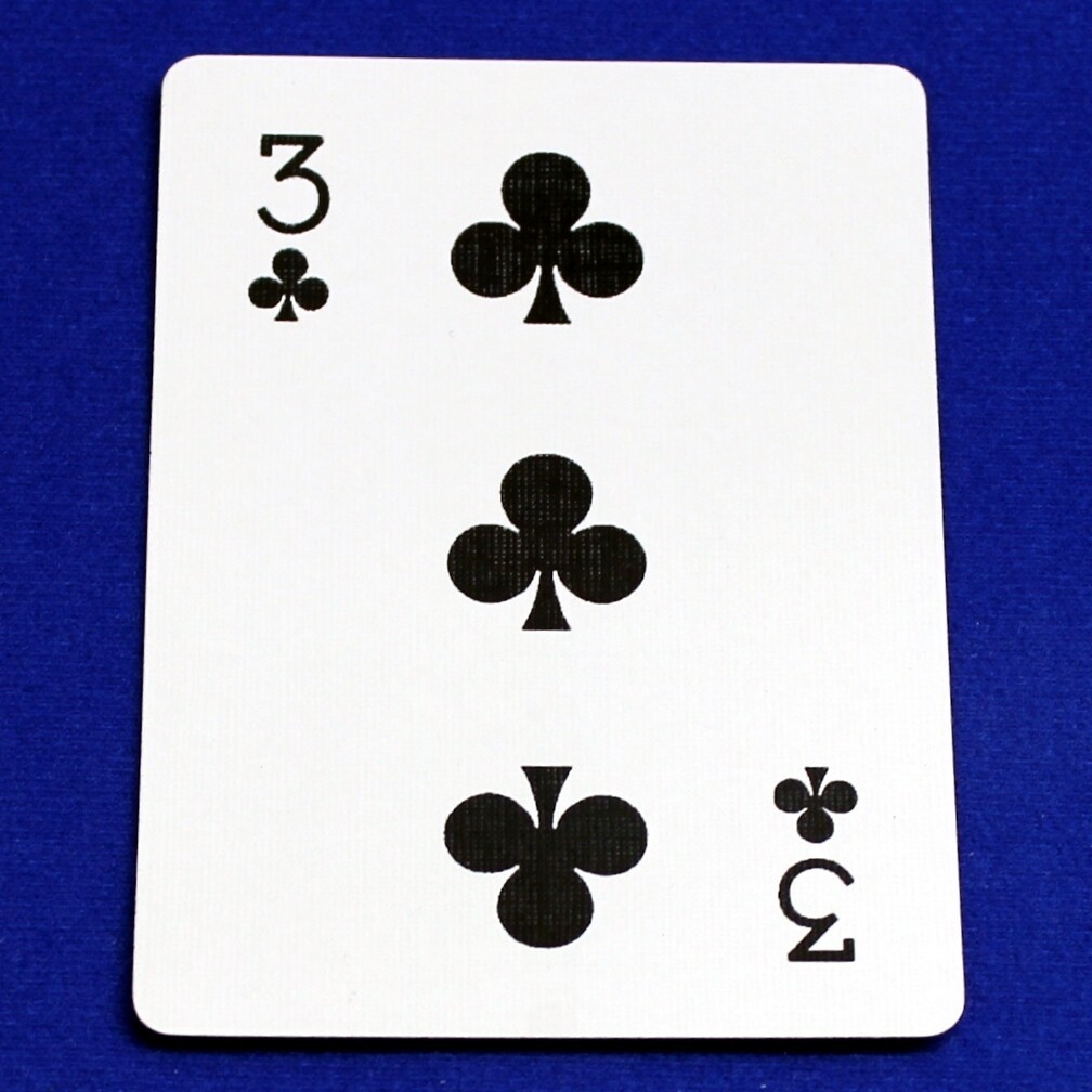 3 of Clubs - Moved In Corner Pips, Bicycle Printed Gaff Card, Blue