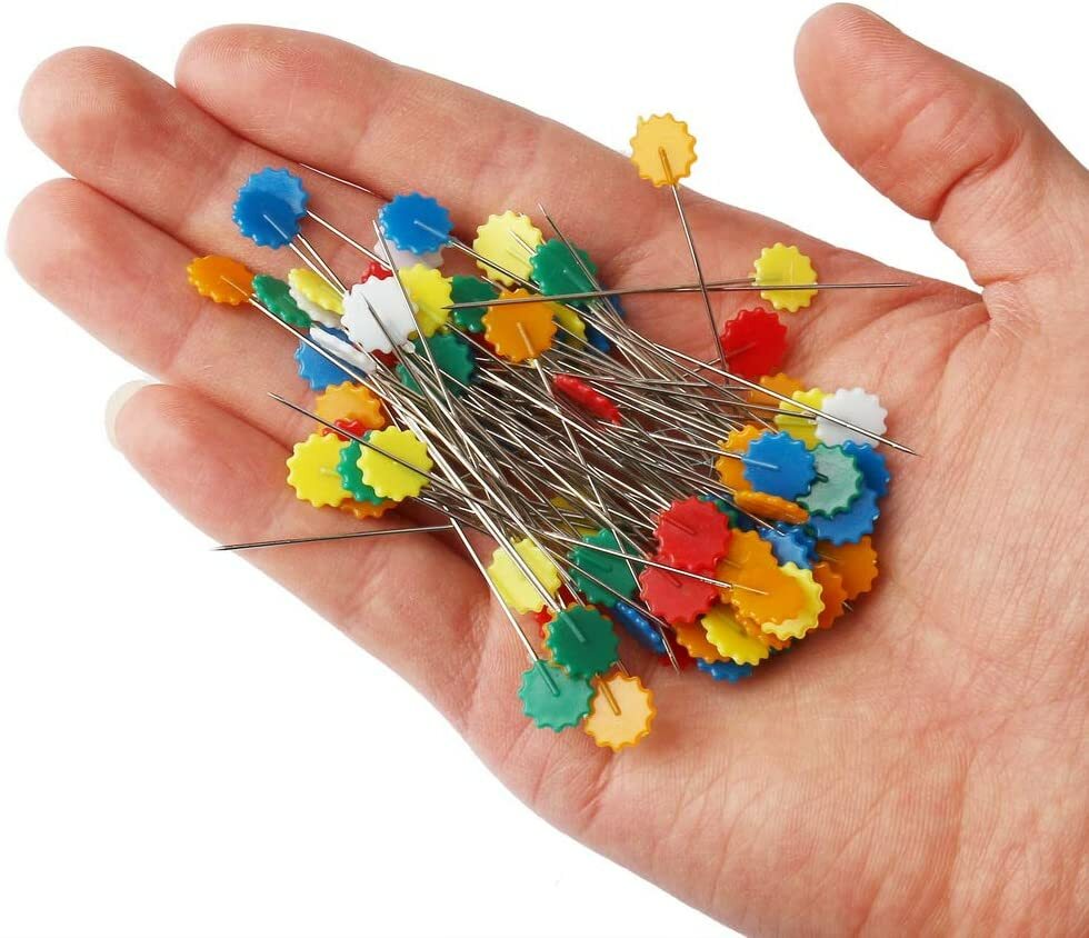 Quilting Pins 200Pcs Flat Head Decorative Sewing Pins/Long Straight Pins/Flower