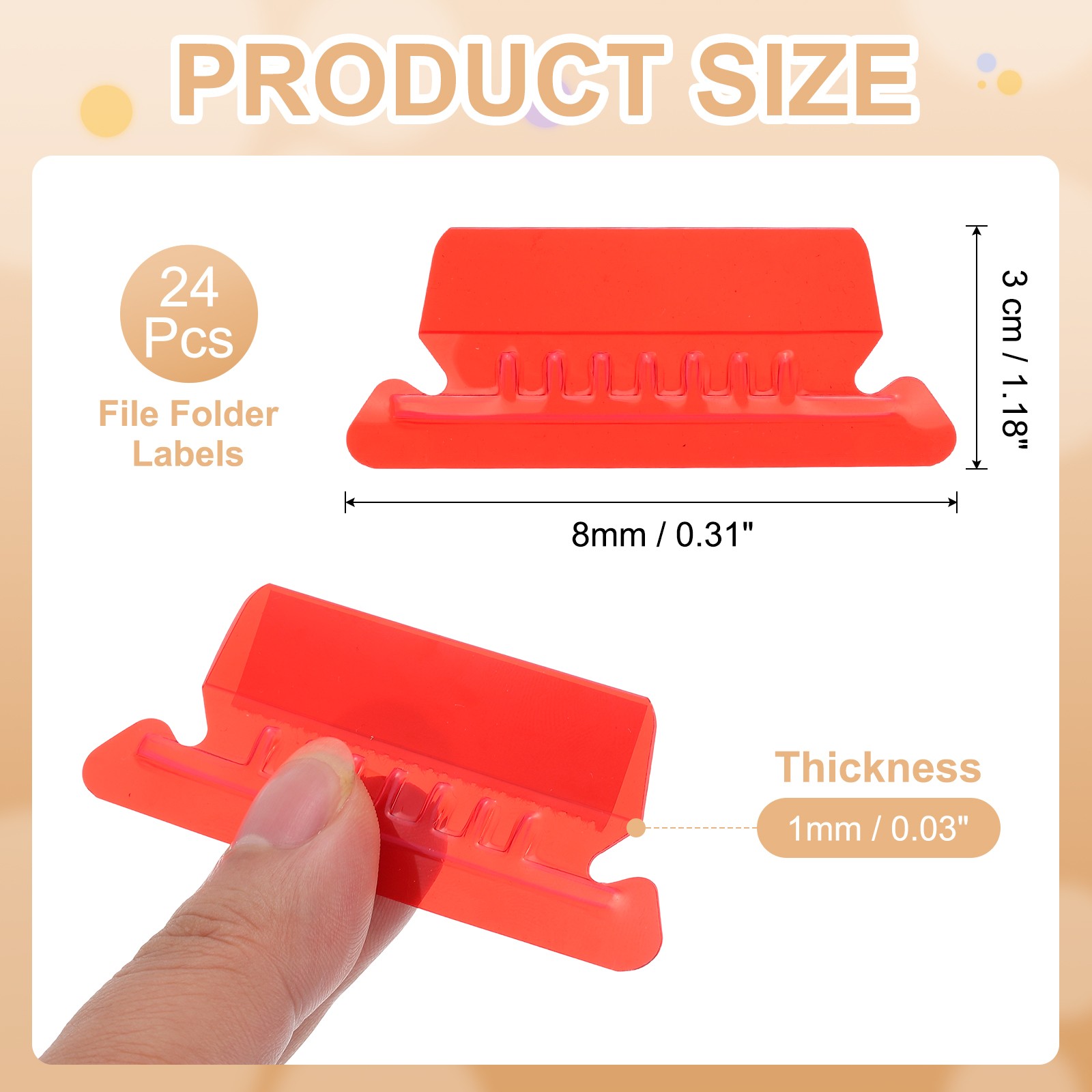 3" File Folder Labels, 24pcs File Folder Tabs with Inserts Labels, Red Slot