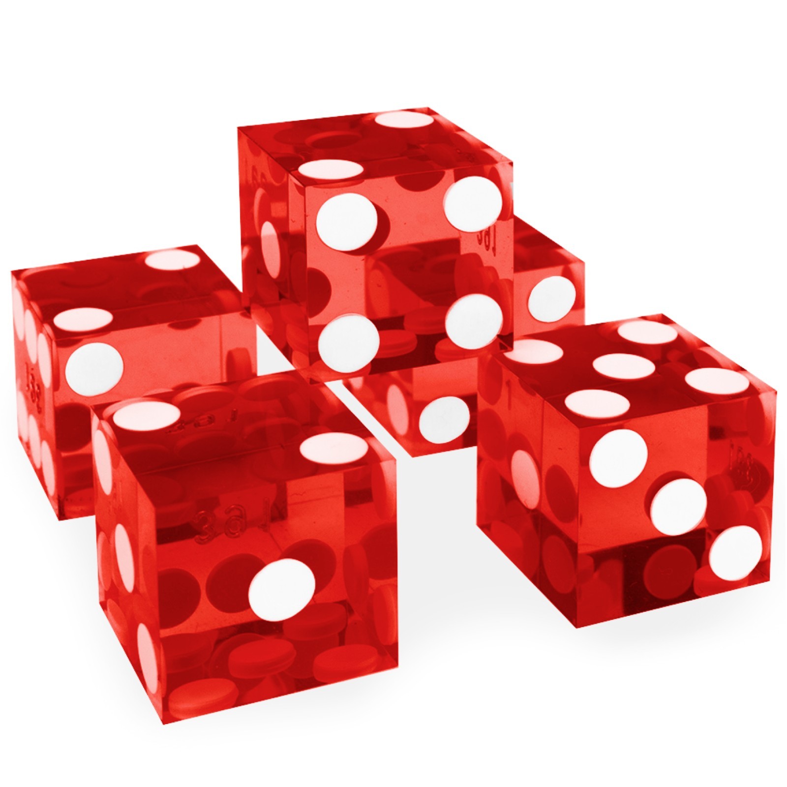 Casino Dice Set of 5 - 19mm Precision Craps Dice with Sharp Edges (Red)