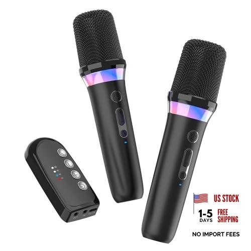 Car Karaoke Microphone System, Dual Wireless Rechargeable Dynamic Mics | 3.5mm