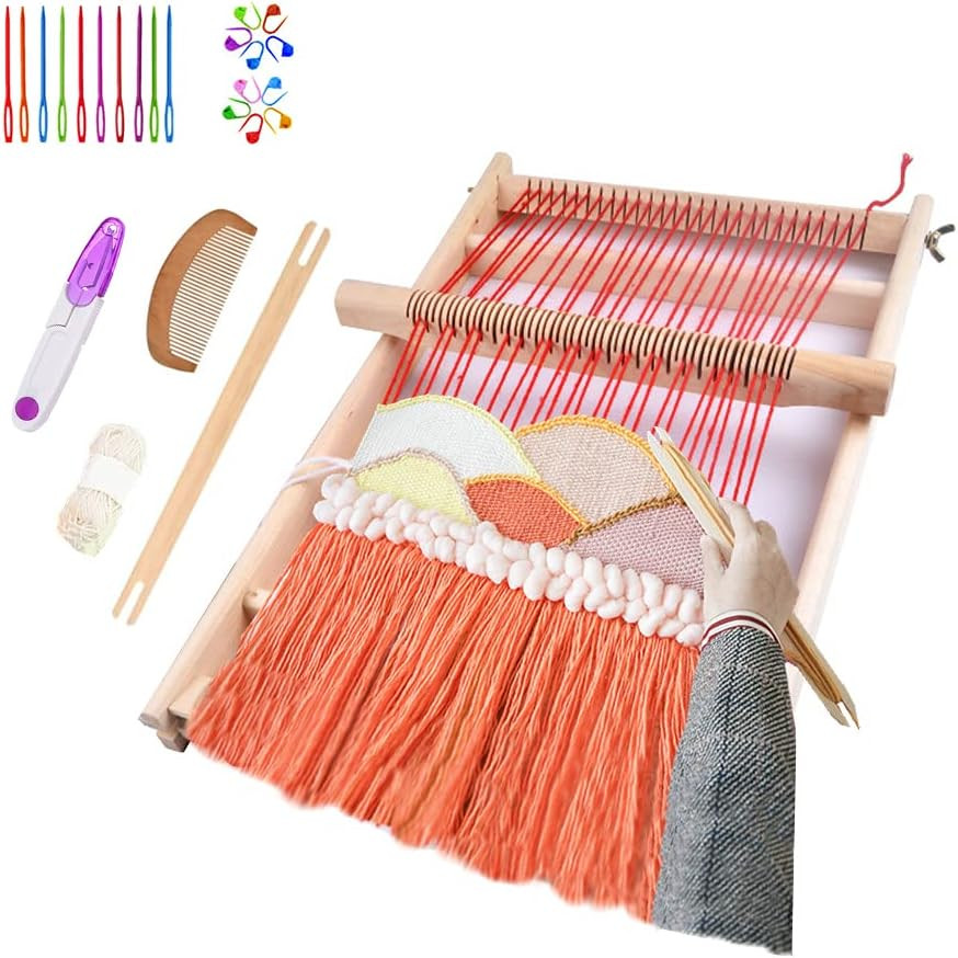 Weaving Loom Kit, 15.7" H X 11.8" W Wooden Tapestry Looms, Large Weaving Frame t
