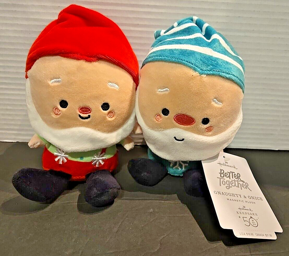 GNAUGHTY & GNICE PLUSH Elf Better Together Set NAUGHTY NICE Hallmark Magnetic 6"