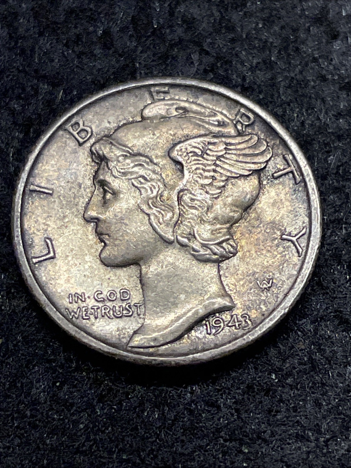 1943-S Mercury Dime Uncirculated, All Toned