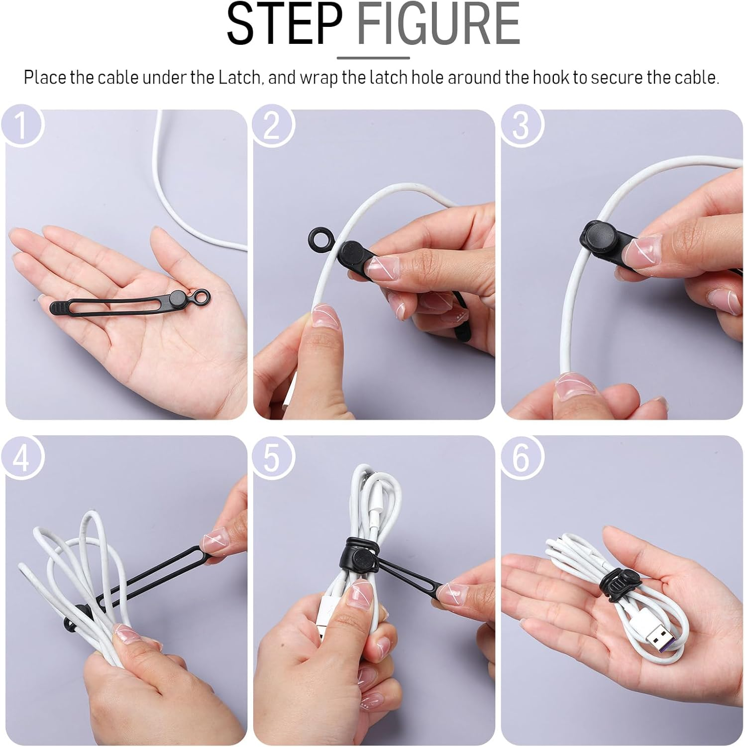 40 Pcs Silicone Cable Ties Reusable Holder Strap Cord Ties Adjustable Cable Stra
