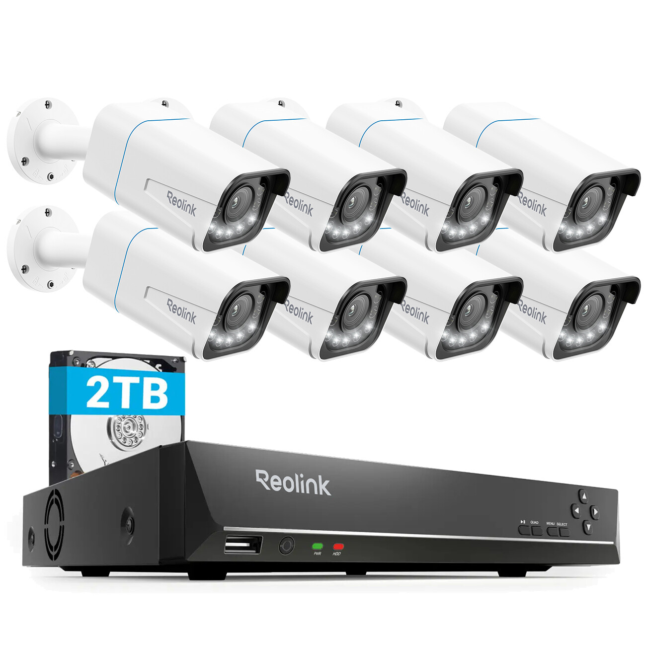 Reolink 8CH 4K PoE Security IP Camera System 8MP NVR  2TB HDD Color Night Vision
