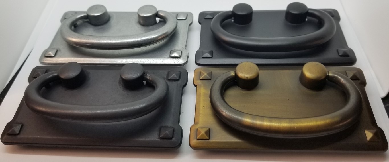 PEWTER SILVER DOUBLE Horizontal Mission Style Drawer Pull patina rustic antique