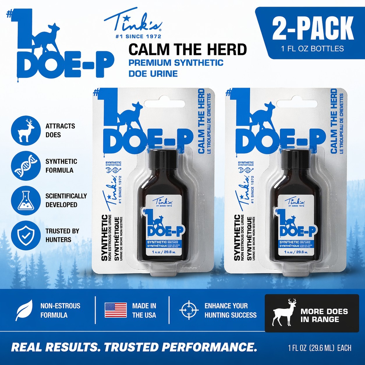 TINK'S #1 Doe-P Deer Attractant Liquid Non-Estrous Doe Urine Scent for Hunting