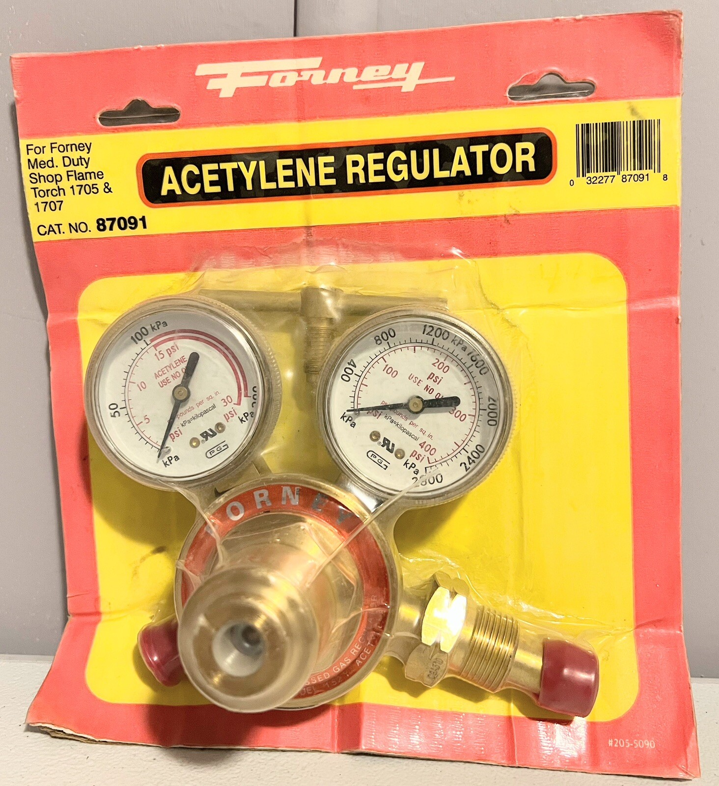 FORNEY 87091 TORCH WELDER ACETYLENE REGULATOR 2" GAS BRASS