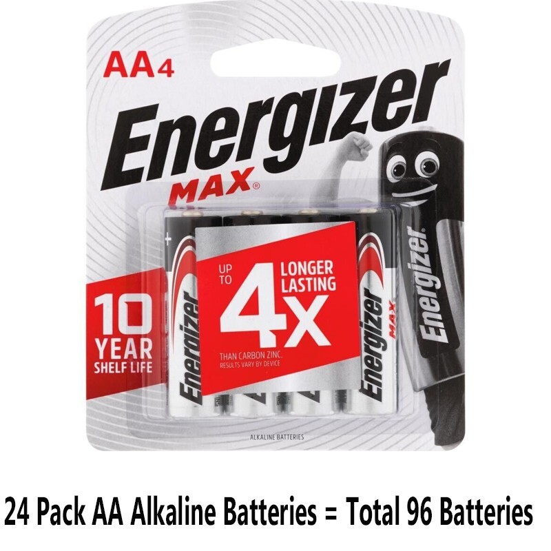 Energizer AA Alkaline 96 Count Max E91 Batteries (24 x 4 Packs)