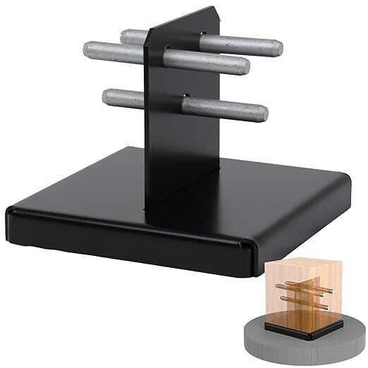2 Pack 8x8 Post Base for Concrete, Pergola Black Brackets Kit w/ 1-Inch Standoff