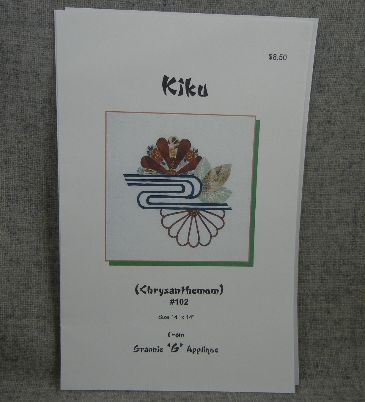 Kiku Chrysanthemum Quilt Pattern Applique Floral Japanese Grannie G Uncut