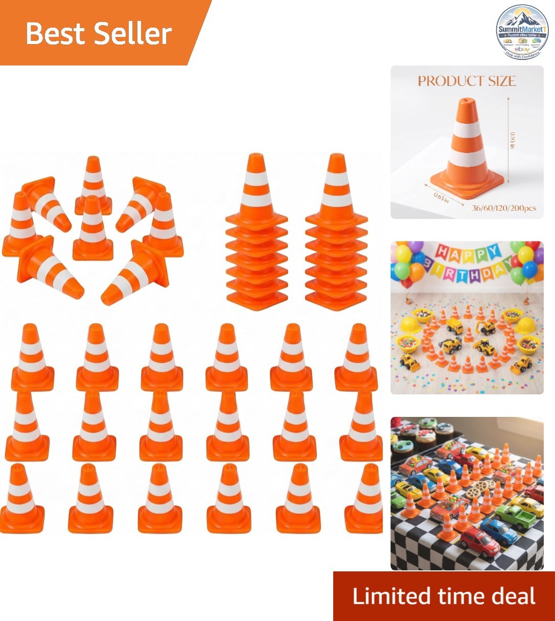 1 Inch Orange Mini Traffic Cones 36 Pack for Sports Events Training