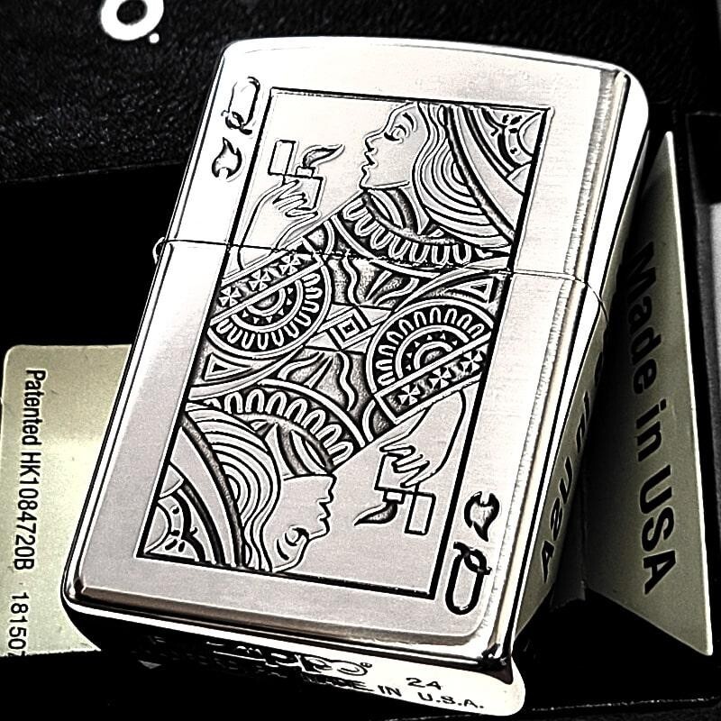 Zippo Playing Cards Queen Windy Silver Sculpture Regular Lighter Japan