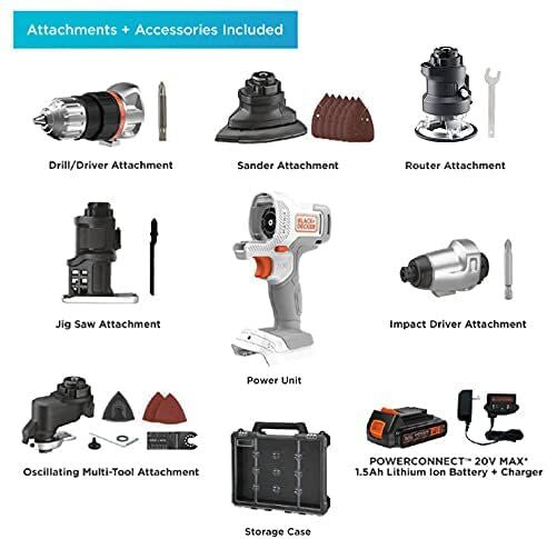 BLACK+DECKER 20V MAX MATRIX Cordless Combo Kit, 6-Tool, - BDCDMT1206KITWC