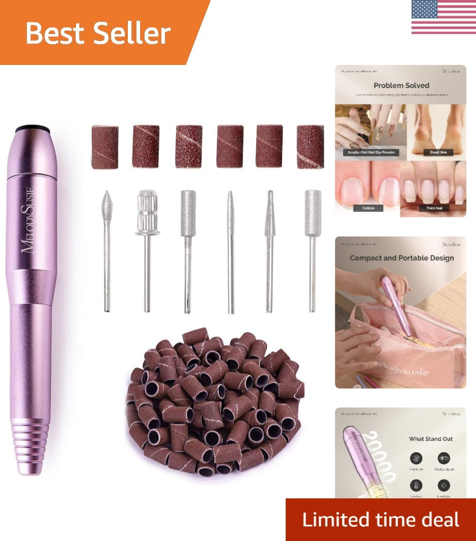 Pen-Shaped Portable Nail Drill with AC Adapter, PC120B 20000RPM Electric File...