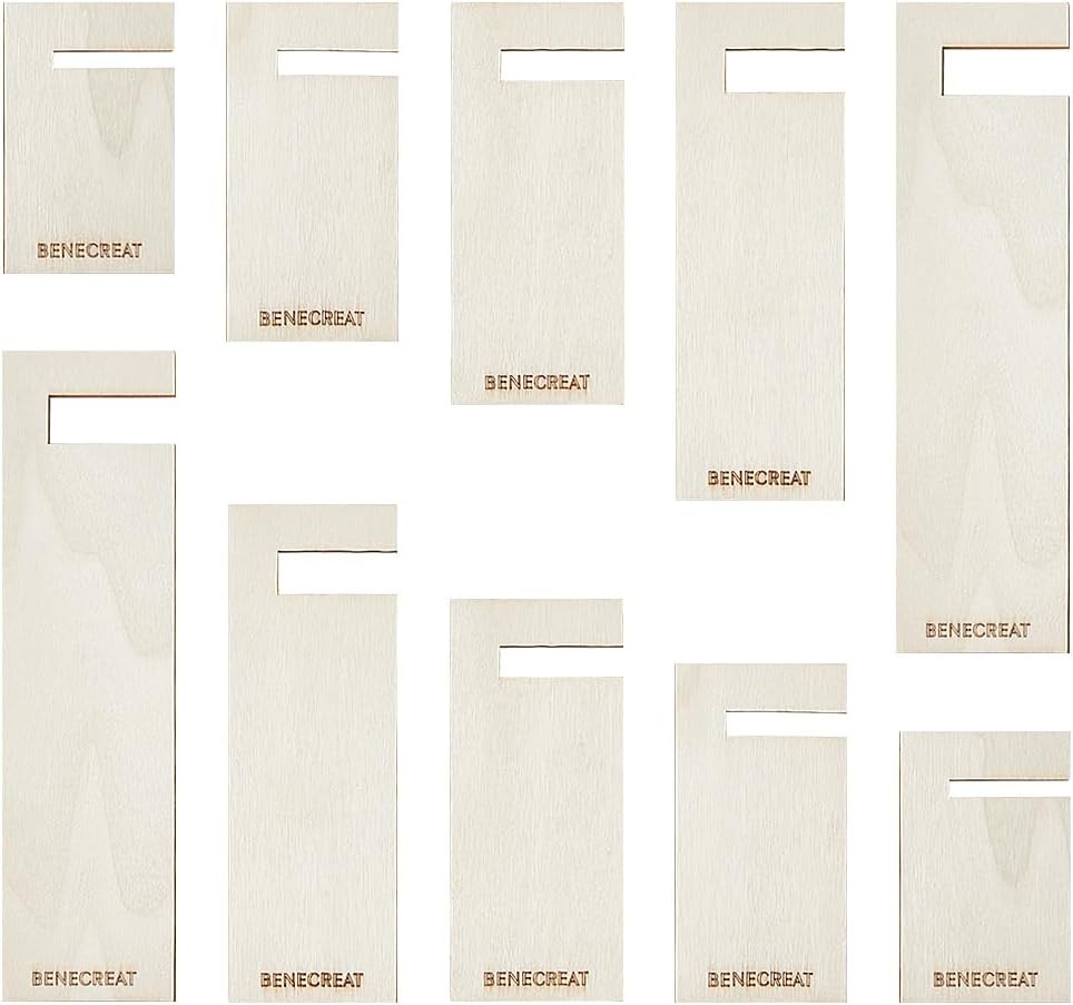 BENECREAT 10 PCS Wooden Tassel Maker, Rectangular 7.8x1.9x0.07 inches, Beige