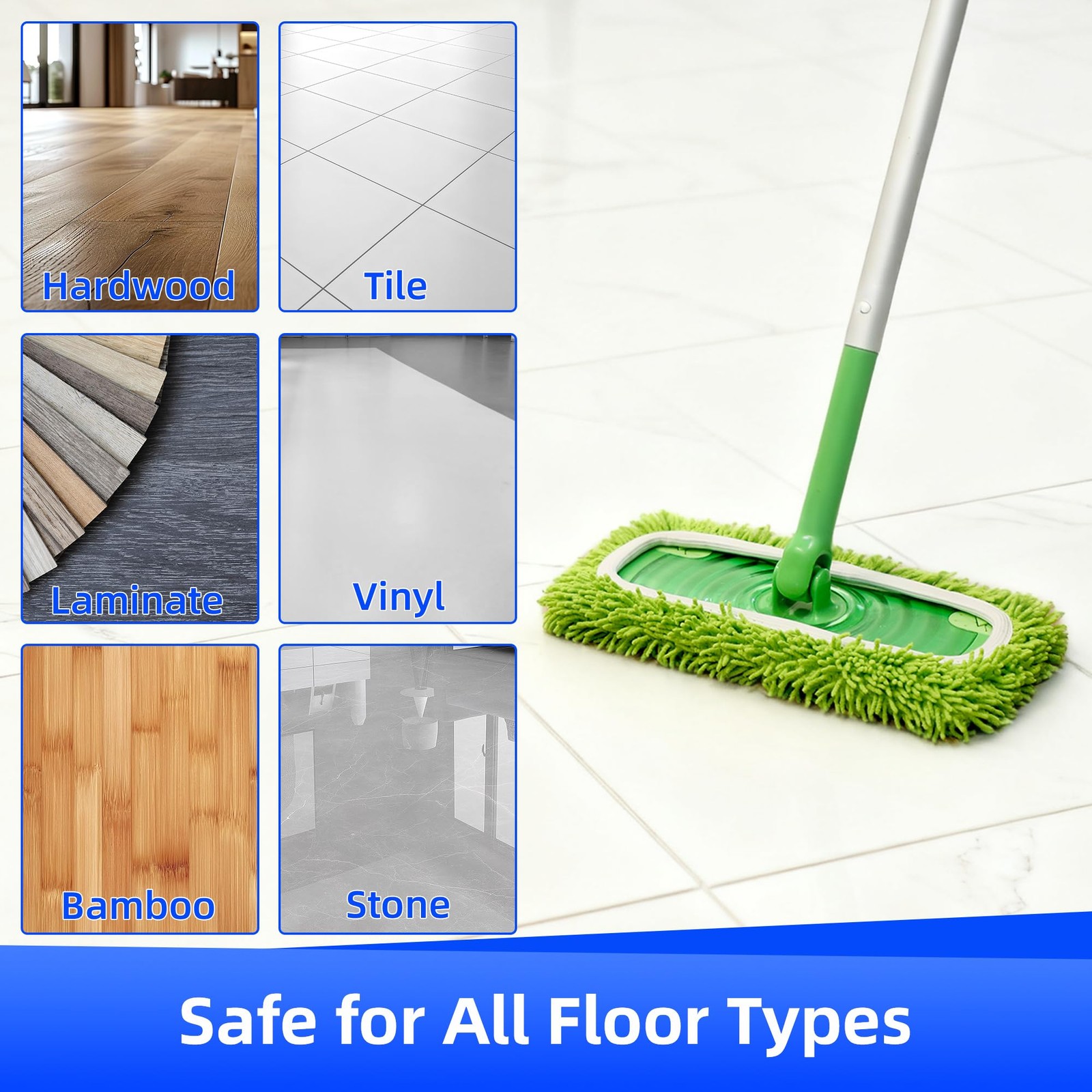 6PCS Reusable Microfiber Mop Pads Compatible with Swiffer Sweeper, Mop Replac...