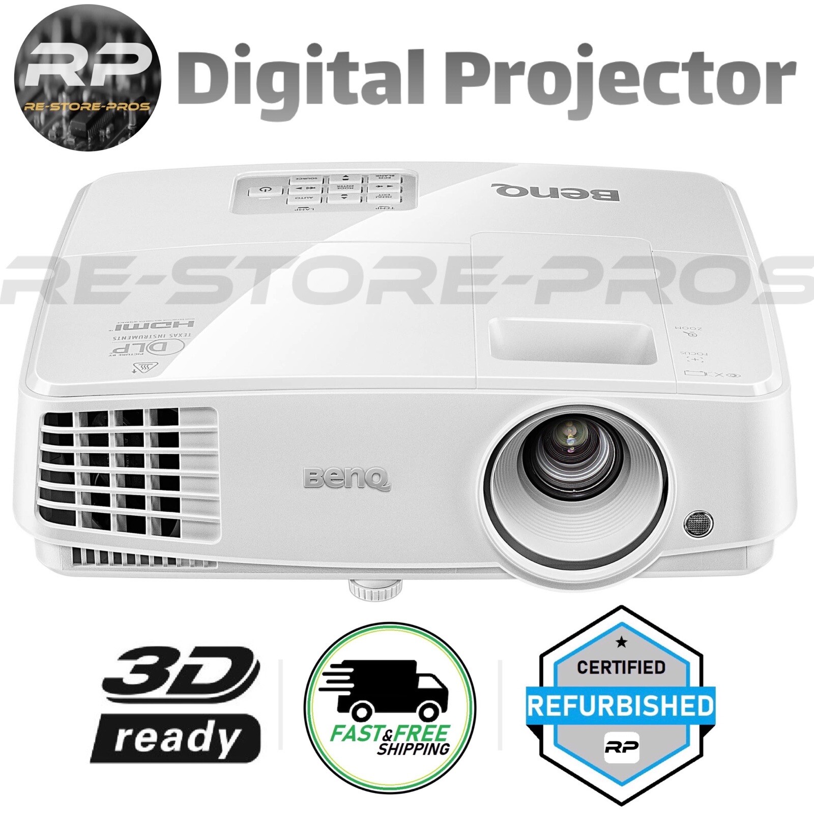 BenQ MX525 DLP Projector HDMI 3200 ANSI Lumens 3D Remote Manual Cables Tested