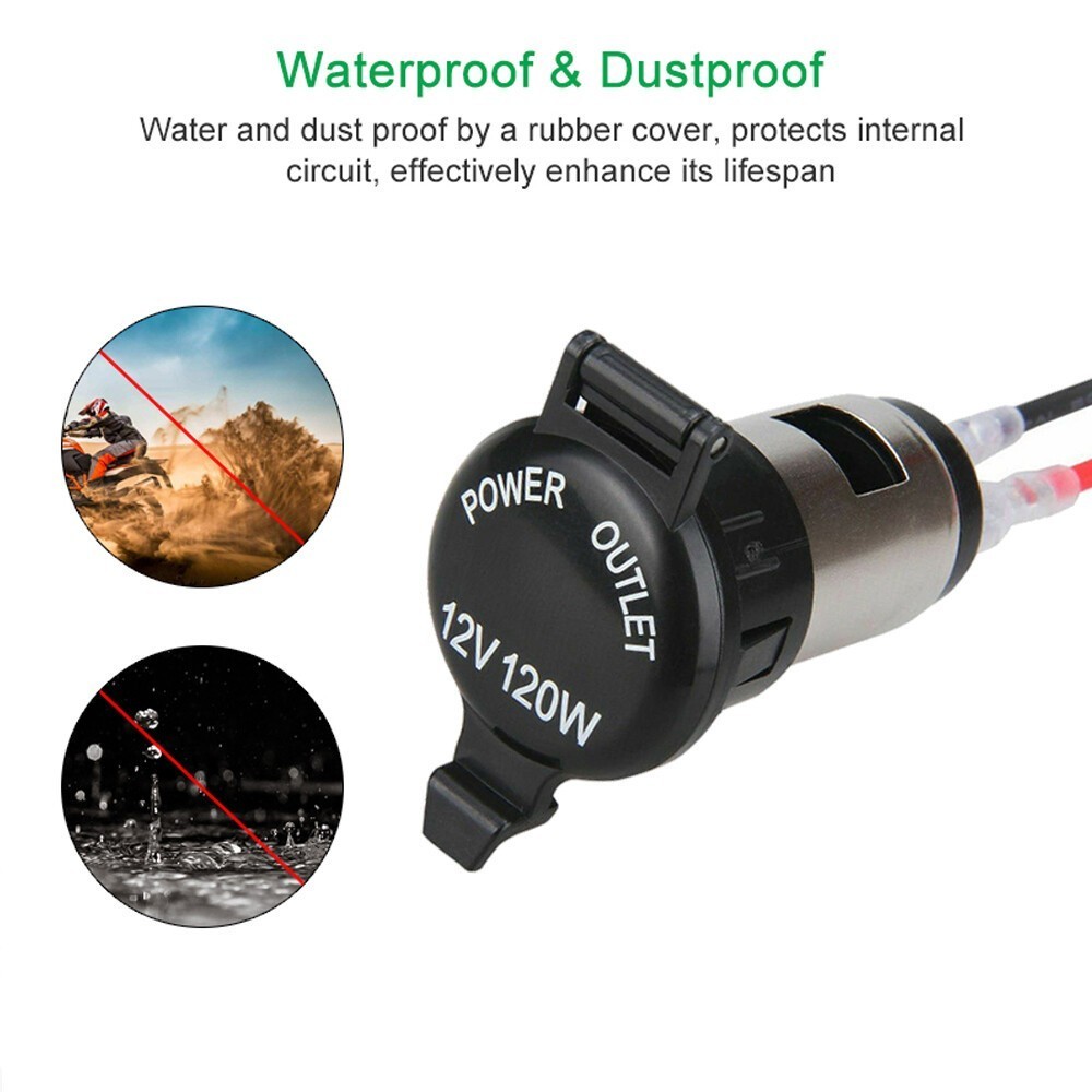 12V Car Cigarette Socket Lighter Power Plug Outlet with 23" Line for Motorcycle