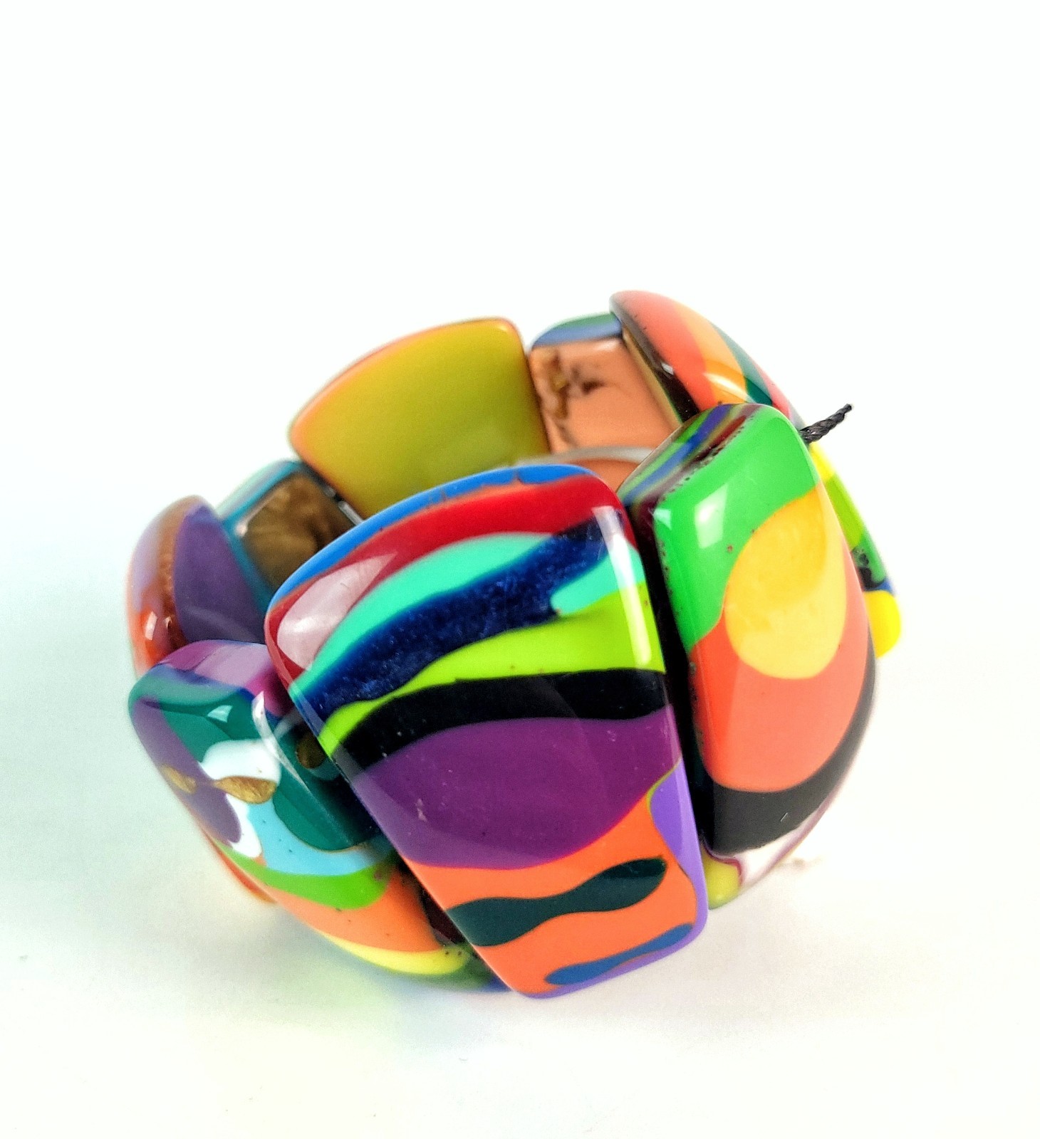 Sobral Dora Amaar Rilma Colorful Kandinsky Beads Artist Made Stretch Bracelet