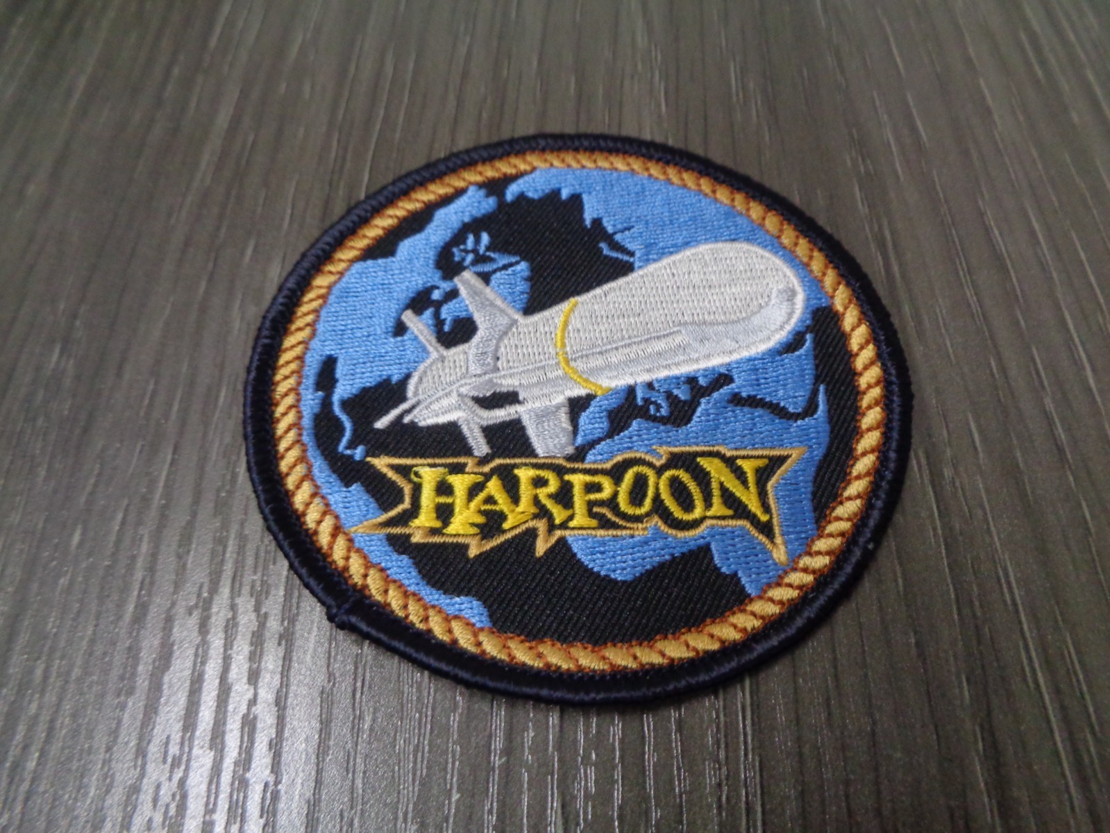 1970s Vintage USN US Navy Harpoon Anti-Ship Missile AGM-84 Patch 4" LARGE ROUND
