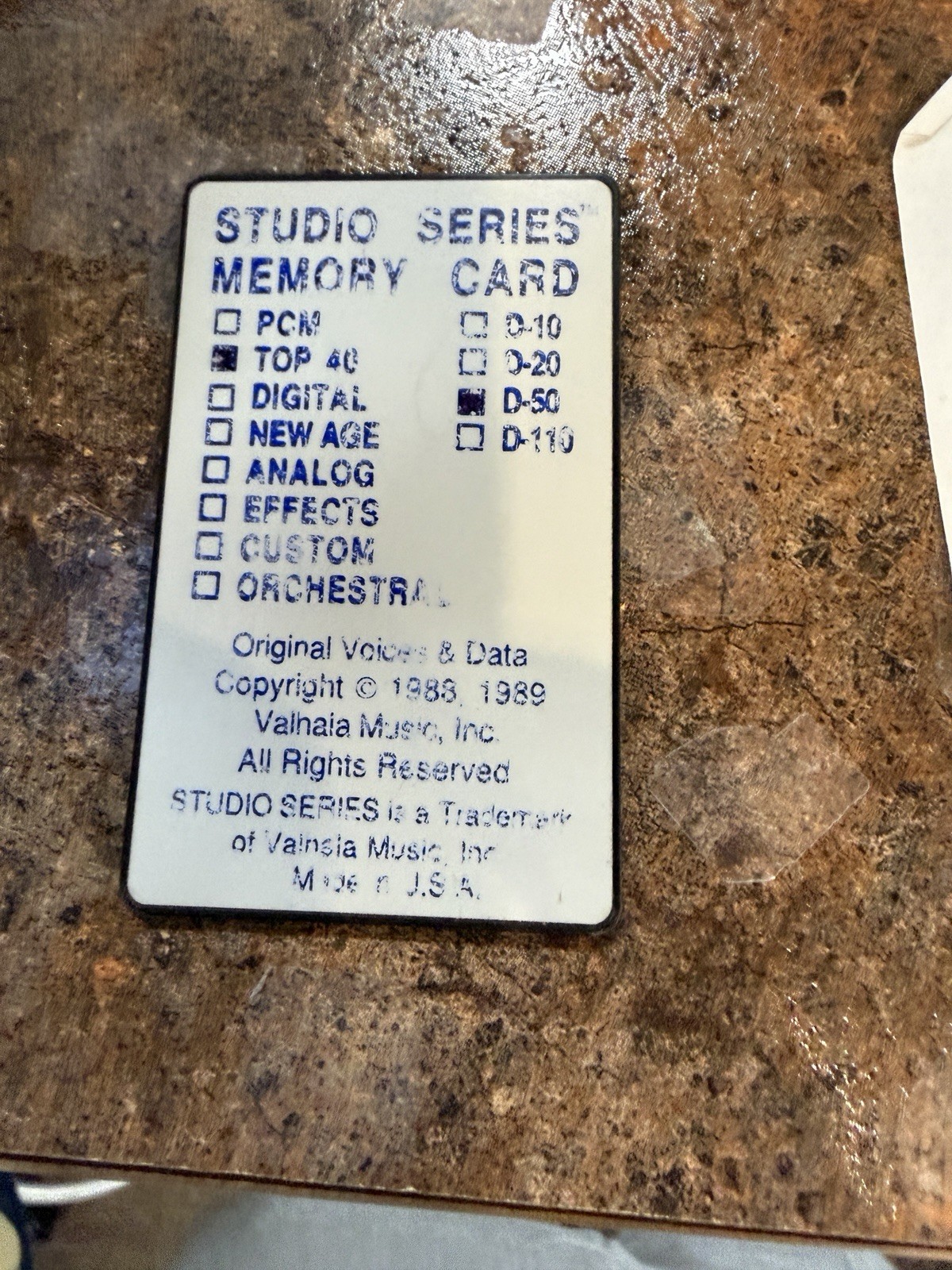 studio series memory card for roland d-50