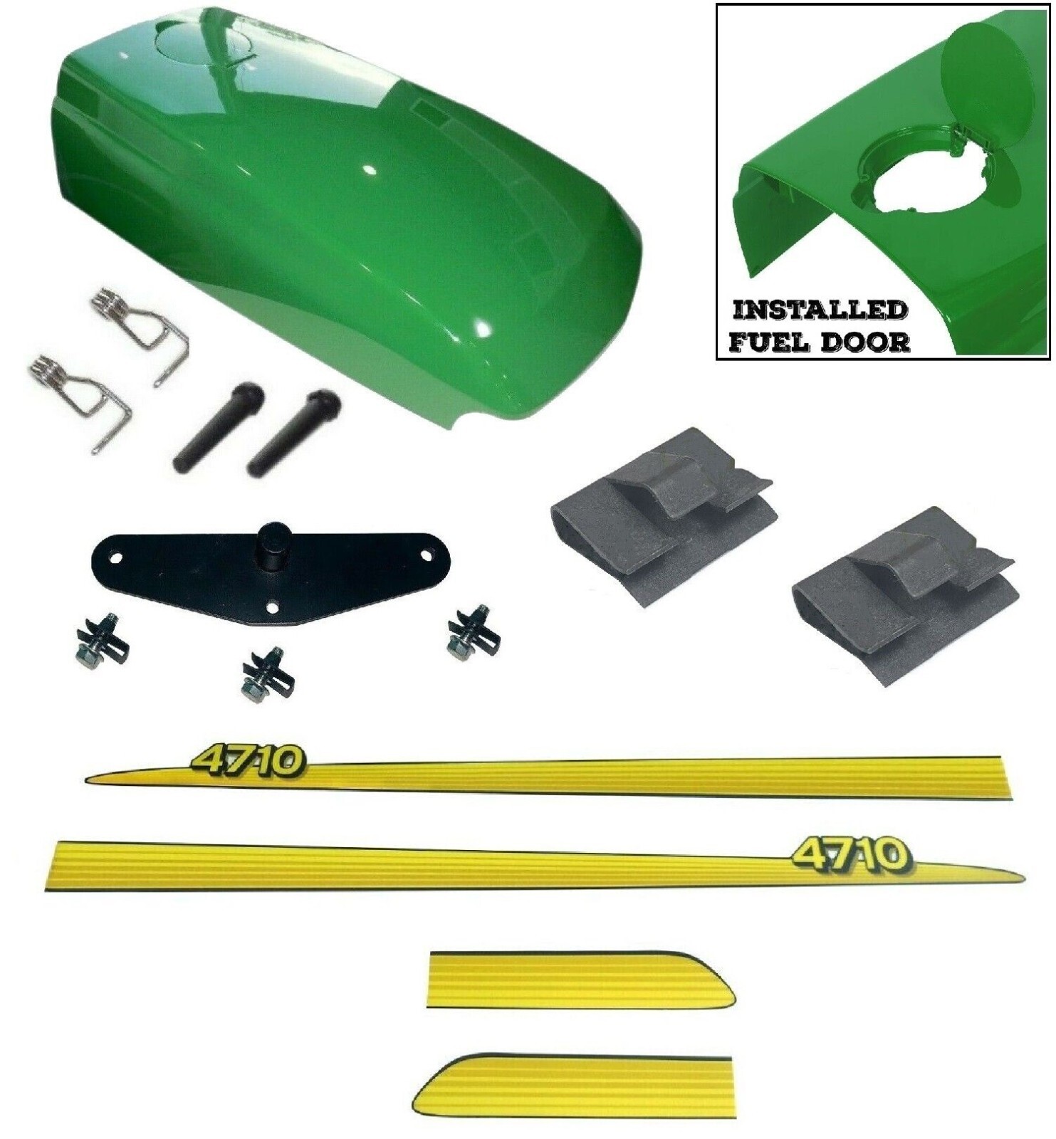 New Upper Hood with Assembled Fuel Door /Catch /Clips Fits John Deere 4710